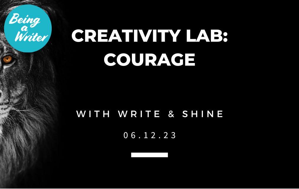 Creativity Lab: Courage featuring a black background and a lion's face